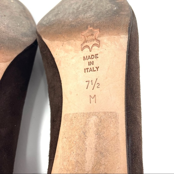 LARRY STUART vintage chocolate brown suede heels, made in Italy, size 7.5 - Picture 11 of 12